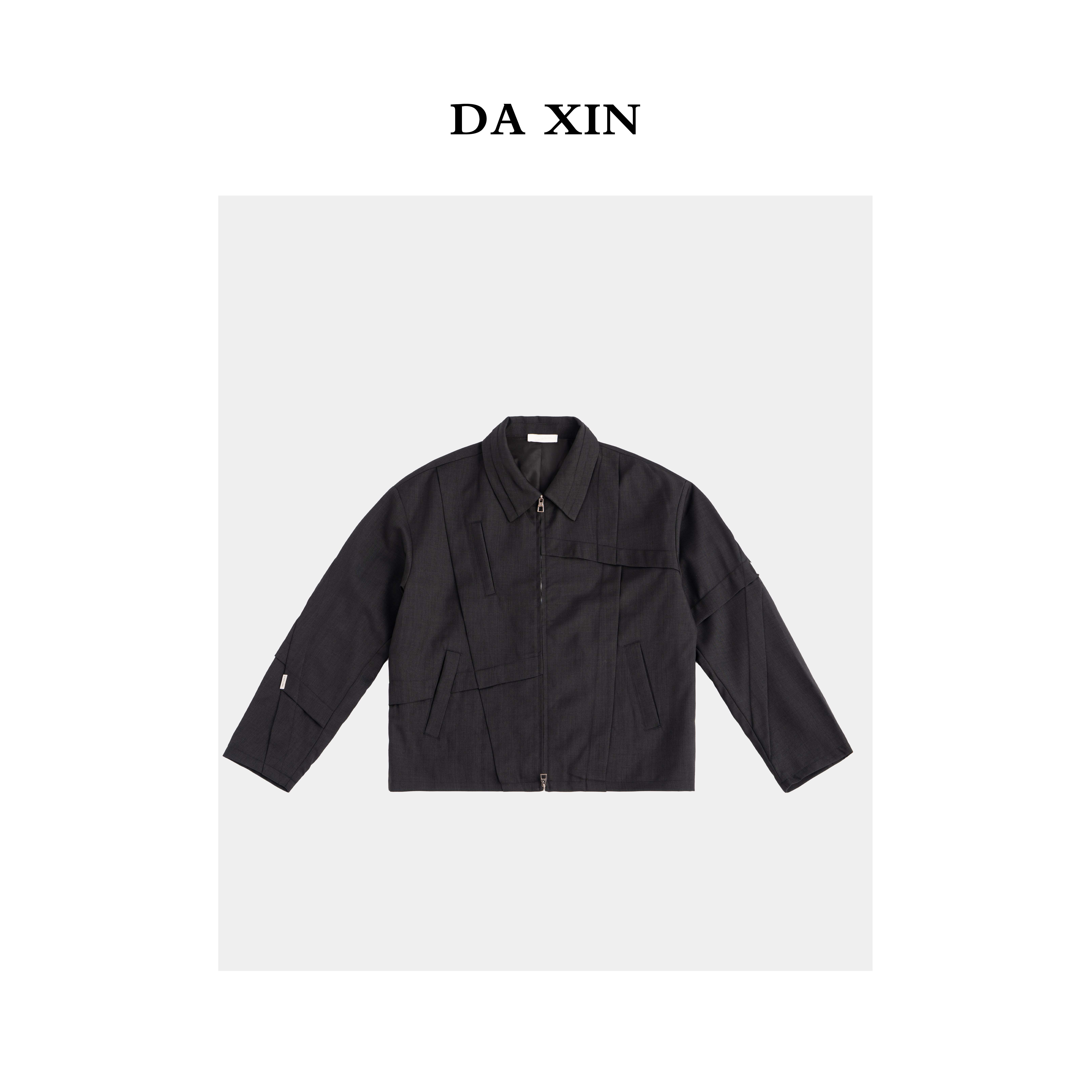 DA XIN 秋季【灰标系列】立体剪裁不对称折叠结构时髦短款外套男
