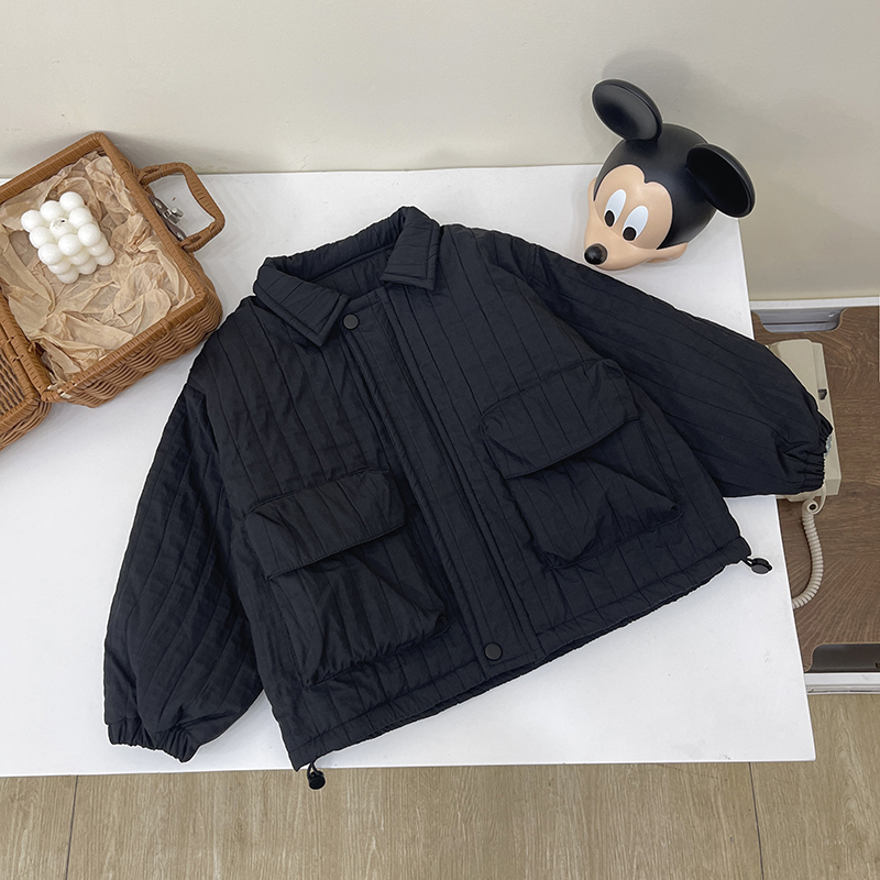 【小向子·现货】冬装儿童纯色竖条纹休闲宽松保暖棉服AD0090