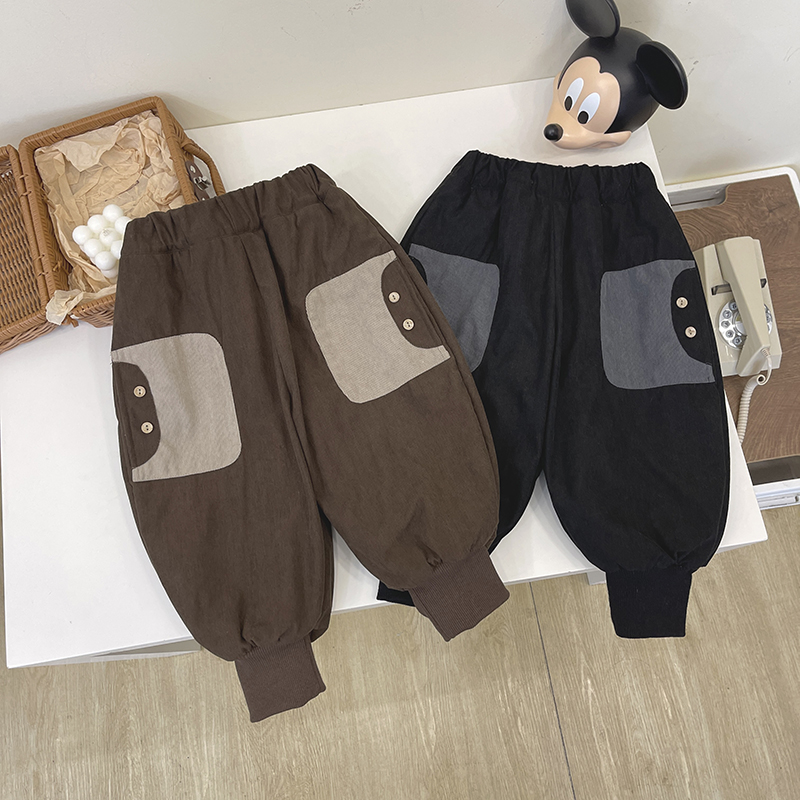 【小向子·现货】冬装儿童口袋设计两色宽松束脚加绒裤子AD0100-T