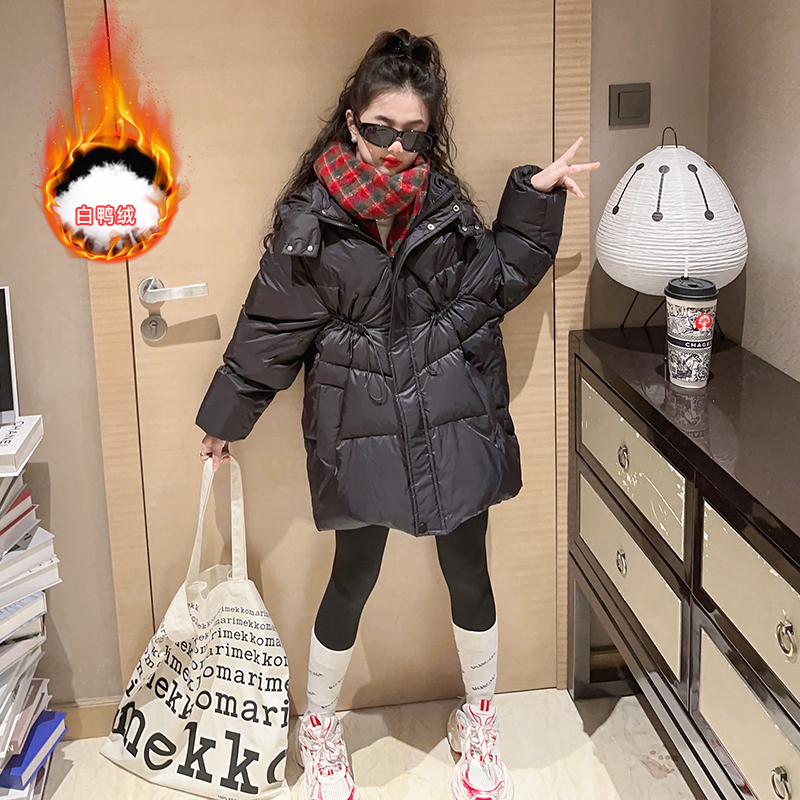女童羽绒服中长款冬季2023新款中大童冬装儿童6-12岁15岁加厚外套