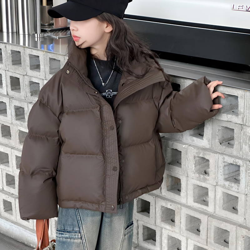女童羽绒服皮衣6-12岁15岁冬装2023新款洋气中大儿童冬季短款外套
