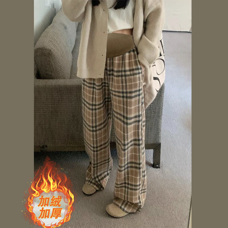 阔腿孕妇裤加绒加厚秋冬保暖长裤显瘦慵懒风拖地外穿宽松裤子百搭