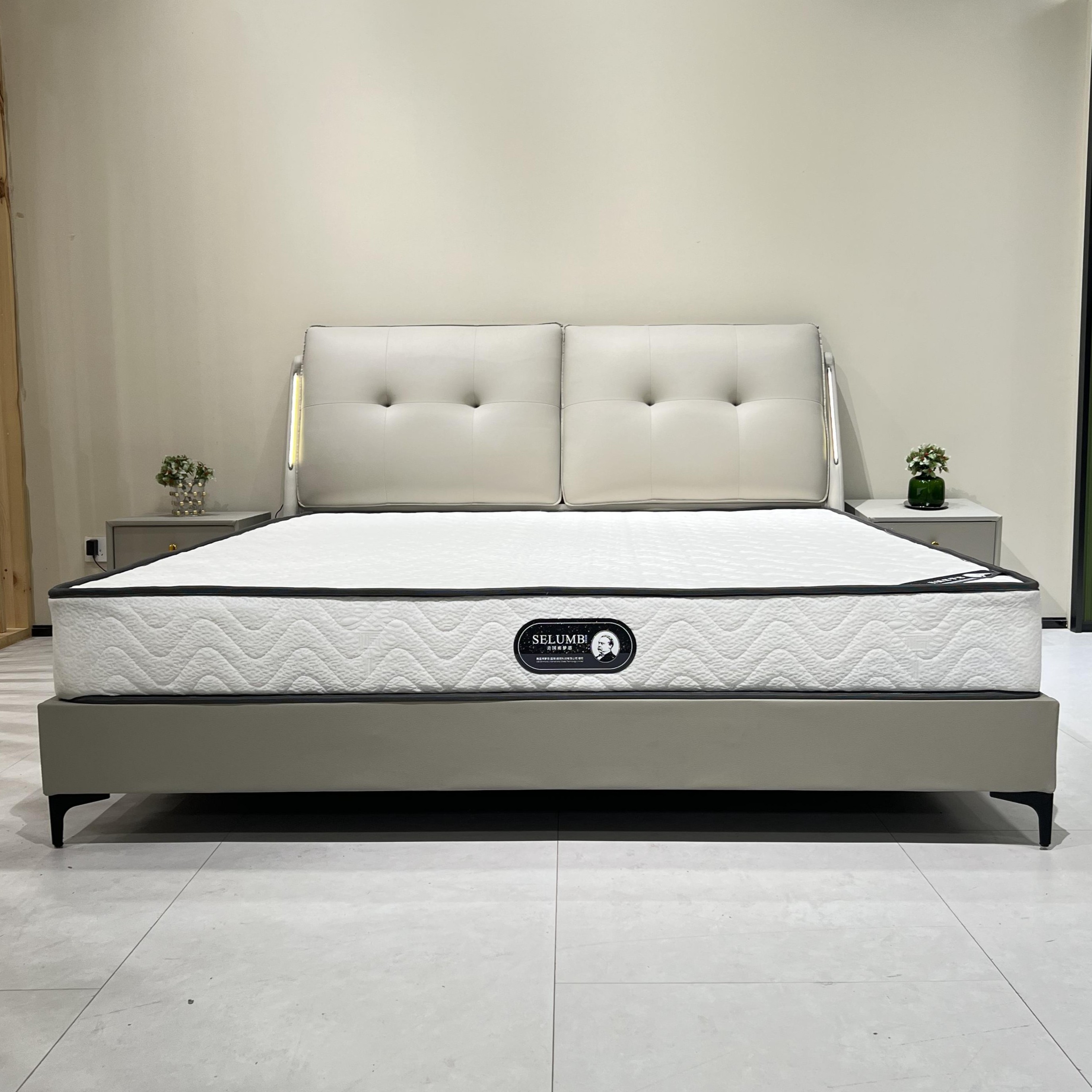 MD182#皮床轻奢双人床意式极简大床现代简约主卧婚床免洗产地源头