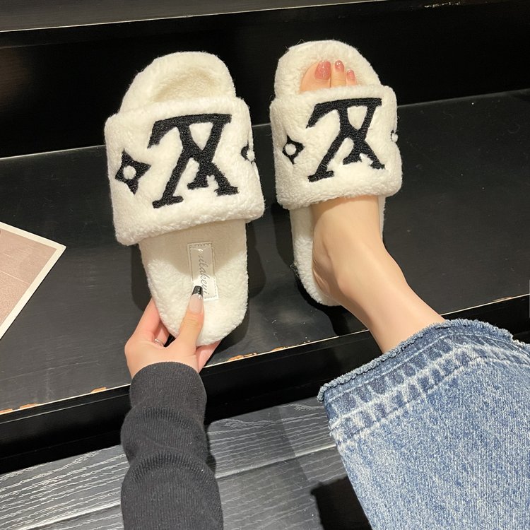 毛毛拖鞋女舒适百搭2023新款秋冬韩版外穿平底棉拖鞋女鞋秋冬保暖
