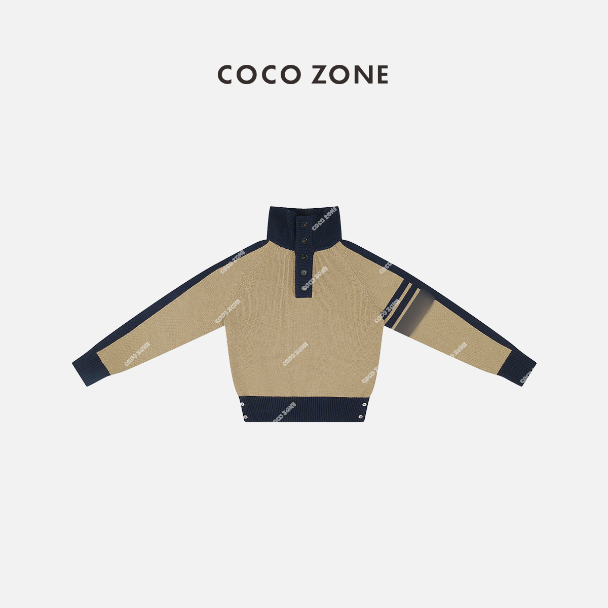 COCO ZONE "懒系毛衣"条纹撞色高领毛衣针织衫23C30540