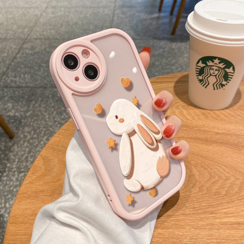 适用苹果13手机壳新款iphone14promax保护套可爱大白兔高级感女12