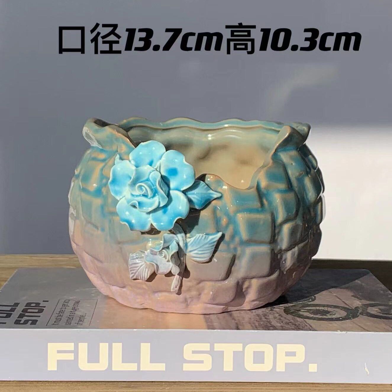 多肉花盆多肉老桩花盆陶瓷多肉花盆大盆小盆捏花复古浮雕创意手工
