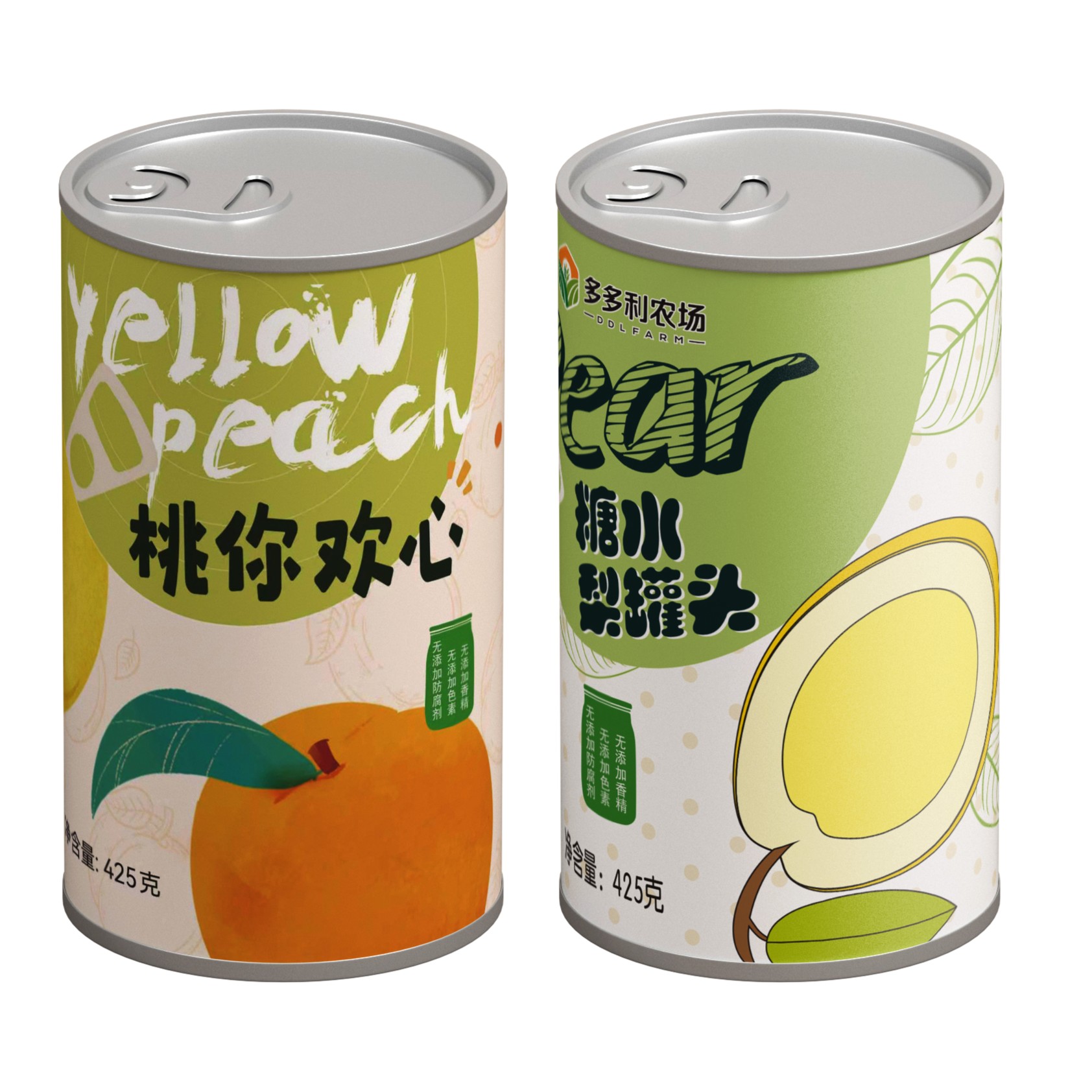 “甜蜜黄桃罐头”+“清新梨子罐头”双拼组合