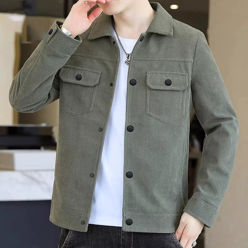 灯芯绒夹克男2023新款秋冬季加绒加厚宽松休闲工装春秋款潮流外套