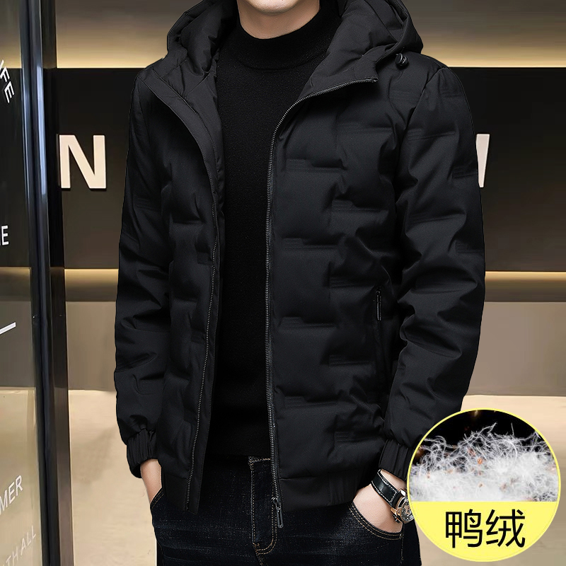 80%灰鸭绒羽绒服男士冬季连帽2023新款轻薄款衣服保暖商务外套潮