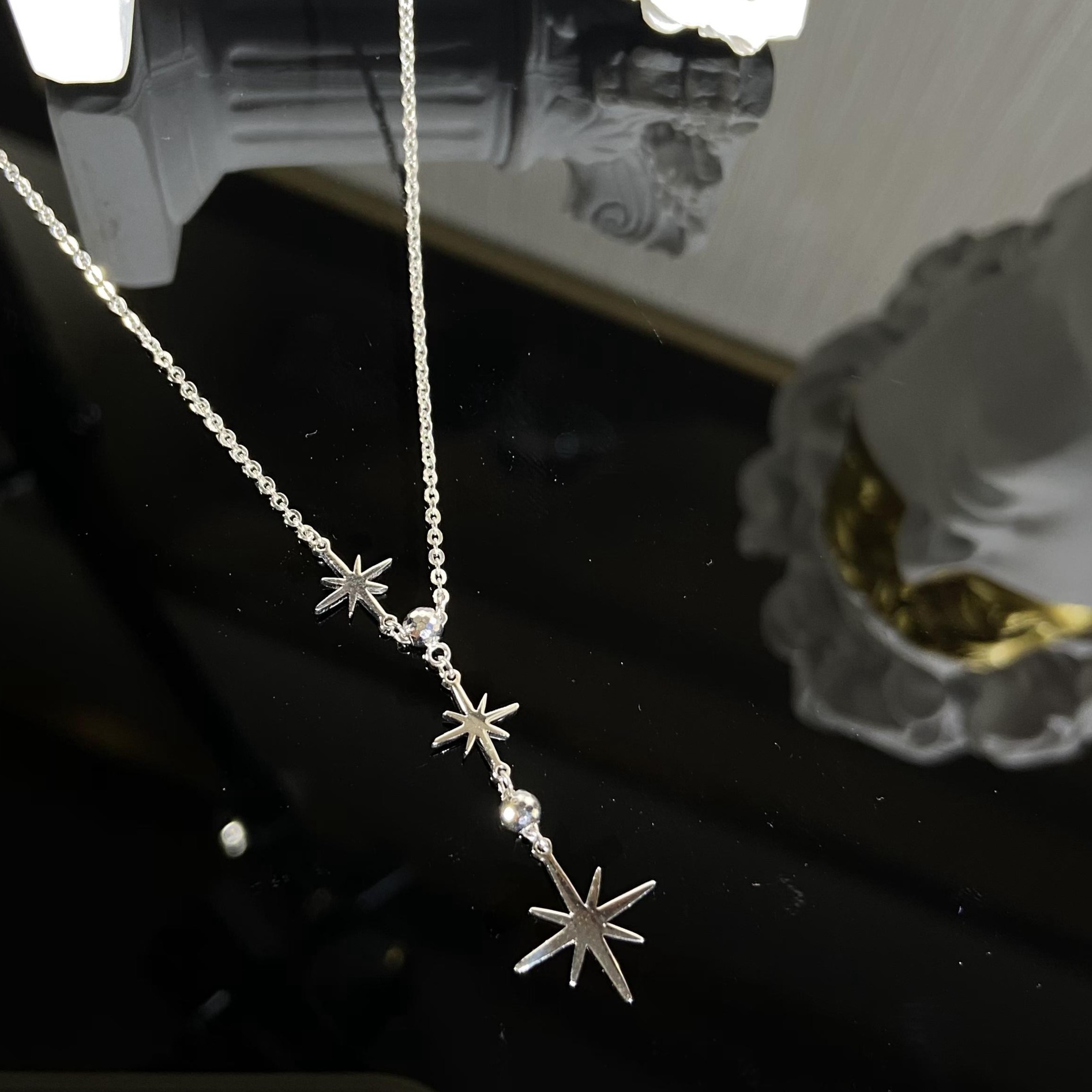 【百慕芮泊】PT950铂金八芒星Y型套链（多退少补）八芒星铂金锁骨链