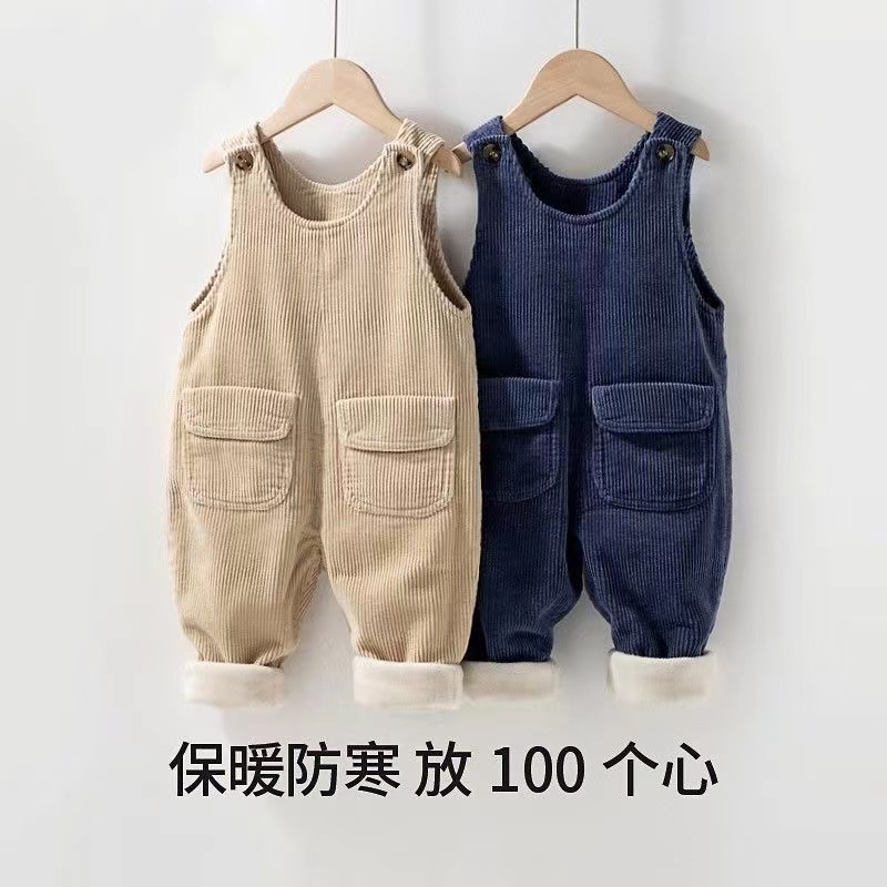 安阳童装宝宝背带裤加绒加厚冬季男童休闲小童连体裤婴儿秋季连身