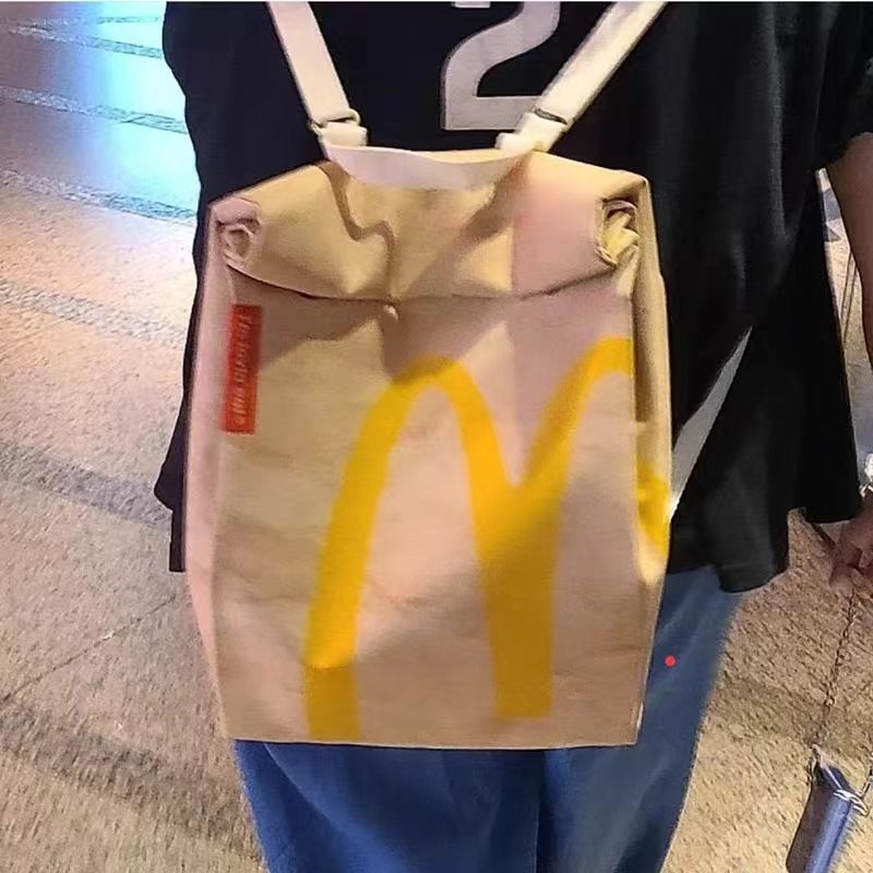 麦当劳帆布袋背包女双肩包大容量包包大学生上课个性休闲包高品质