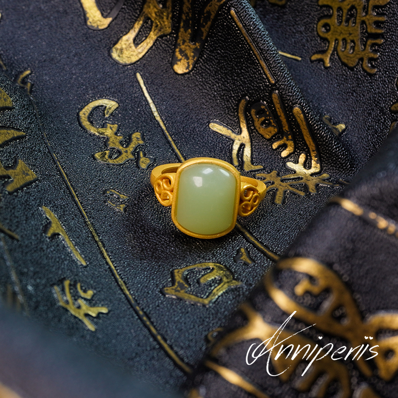 铜合金戒指 Anni轻奢【D400】国风烧蓝镶嵌素款宫廷风手工戒指