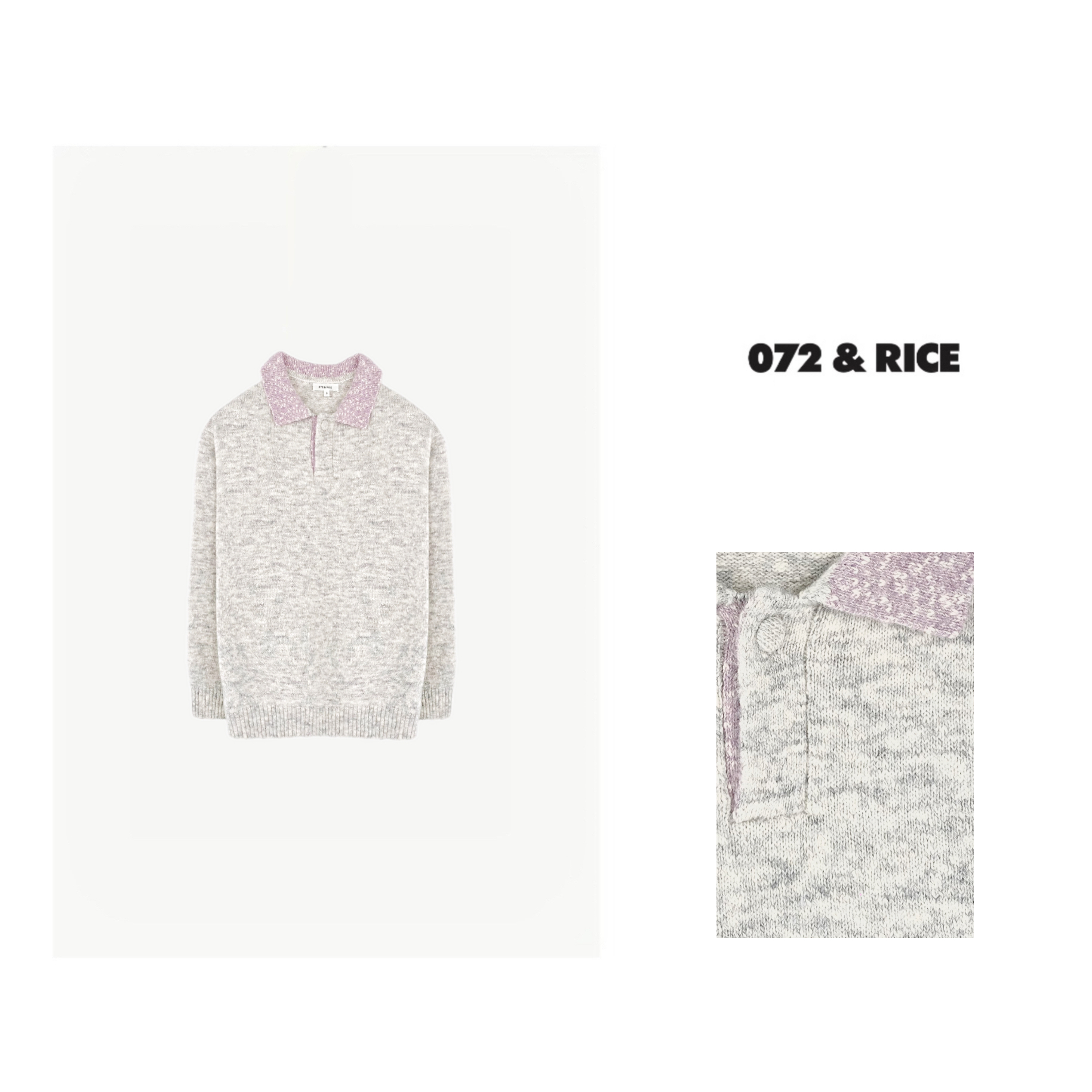 *072 & RICE【IU】秋冬休闲翻领长袖针织衫 BZ003 FL