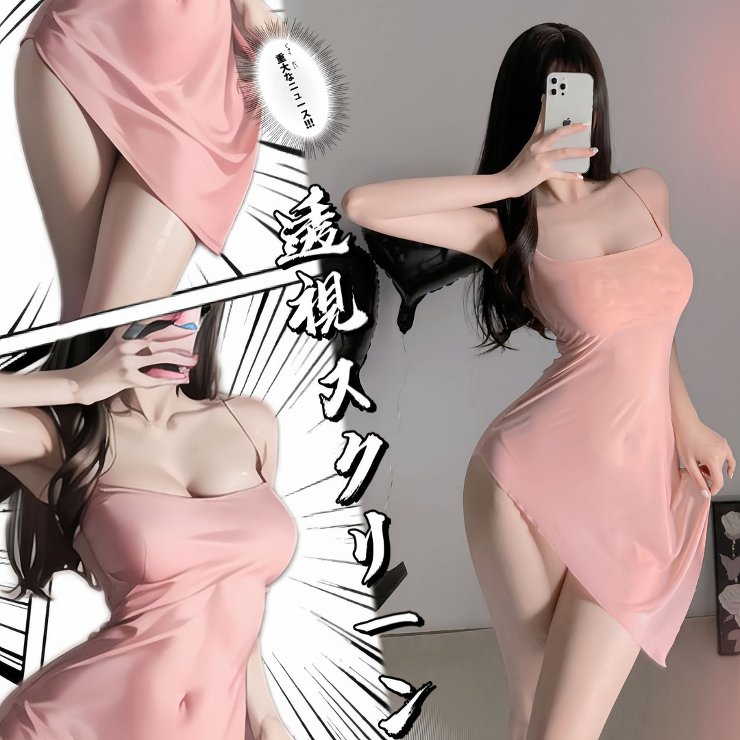 漫画风性感睡衣纯欲风诱惑包臀裙免脱修身吊带睡裙显瘦镂空露背