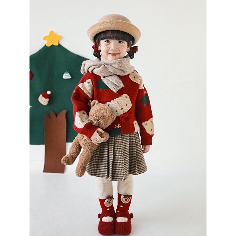 【现货】S1025细密编织针织保暖儿童宝宝复古扎染多色洋气围巾冬