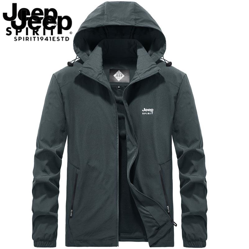 JEEP吉普运动夹克春秋新款男士登山防风尺码外套休闲弹力连帽上衣