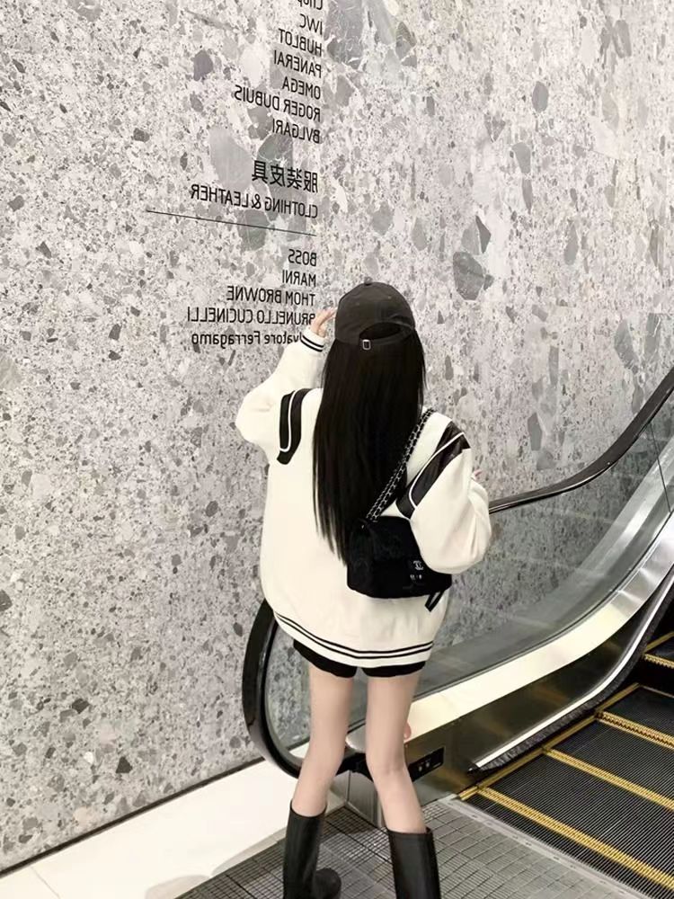 2023欧美高街撞色拼接夹克百搭男女宽松无袖痞帅潮流棒球服帅气