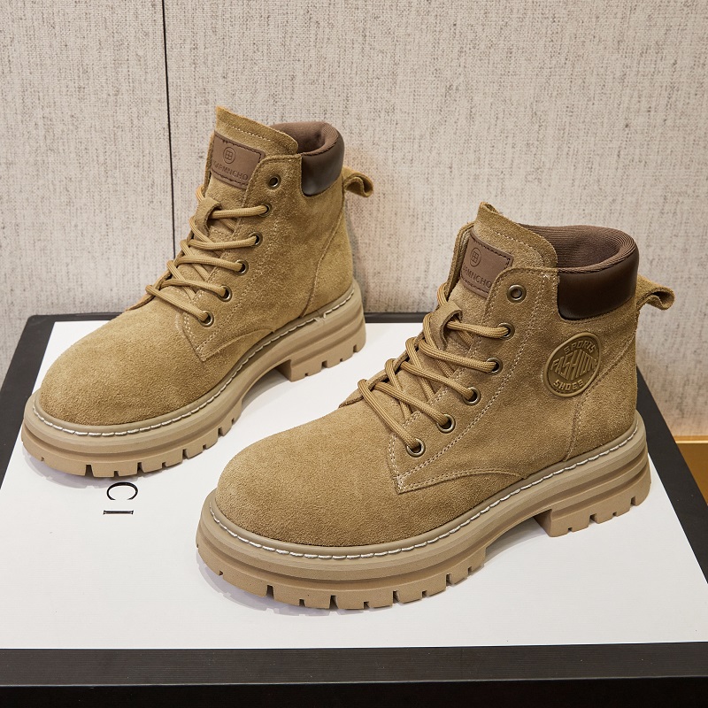 红蜻蜓牌大黄靴厚底马丁靴女秋冬英伦风短靴女单靴子潮流户外百搭