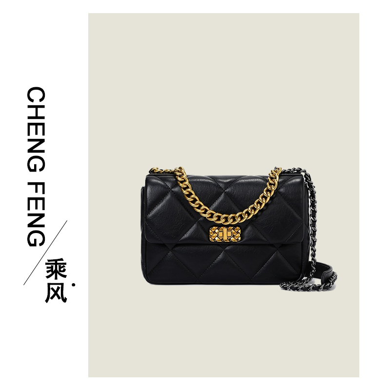 小香风菱格19bag经典双色链条包