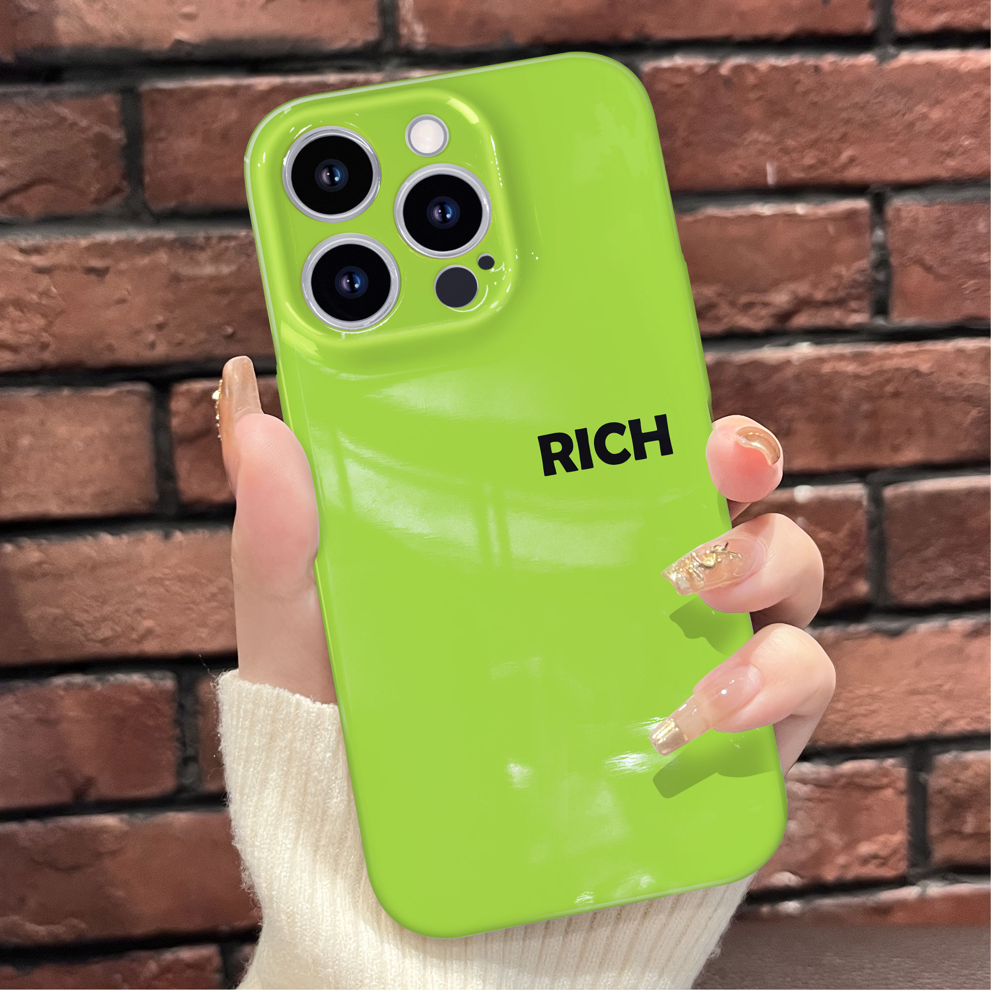 适用于苹果华为OPPO小米VIVO简约时尚RICH全包菲林精孔手机壳K118