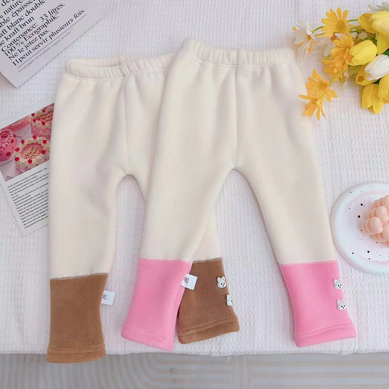 冬款新款女童甜美撞色加绒打底裤.D-MC68