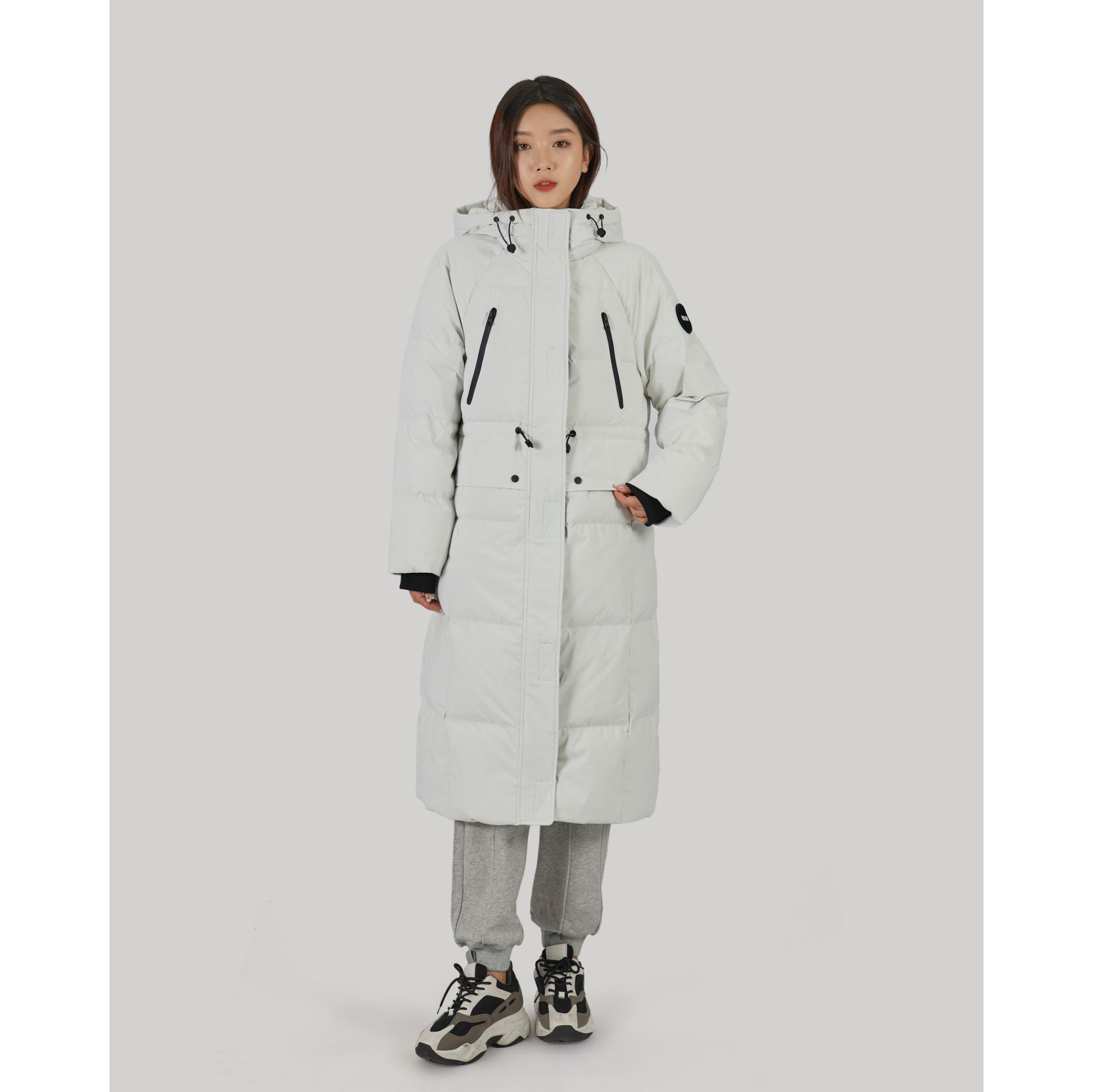 线下1729！时尚且保暖！90白鸭绒~连帽中长款时尚女式羽绒服 M12015