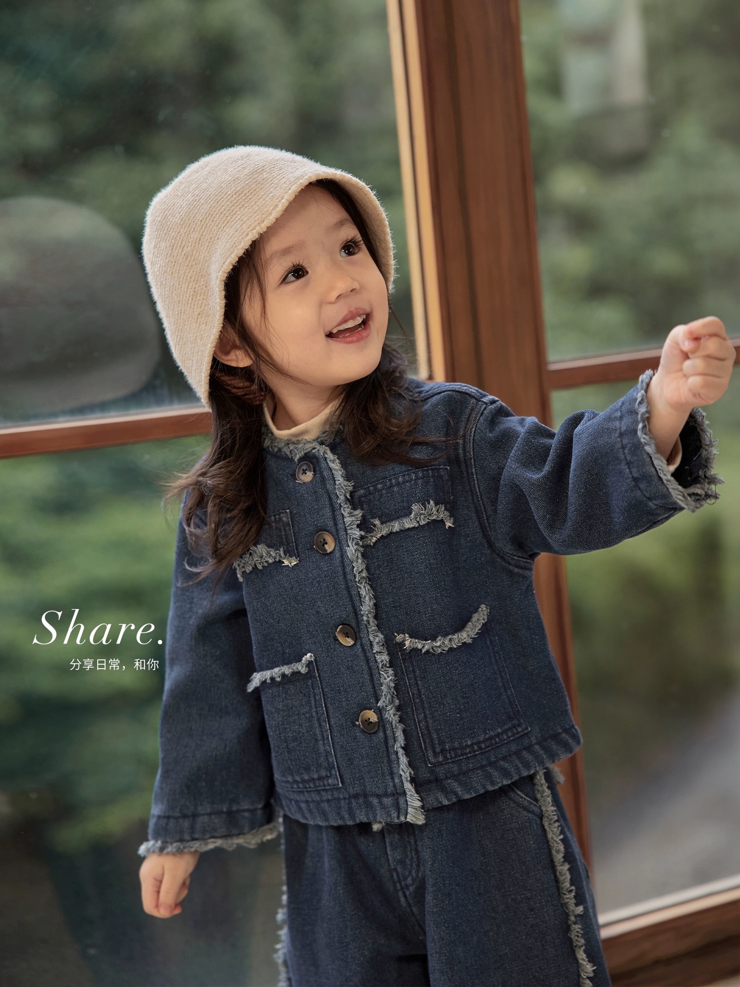 儿童流苏加绒牛仔外套秋冬 H14