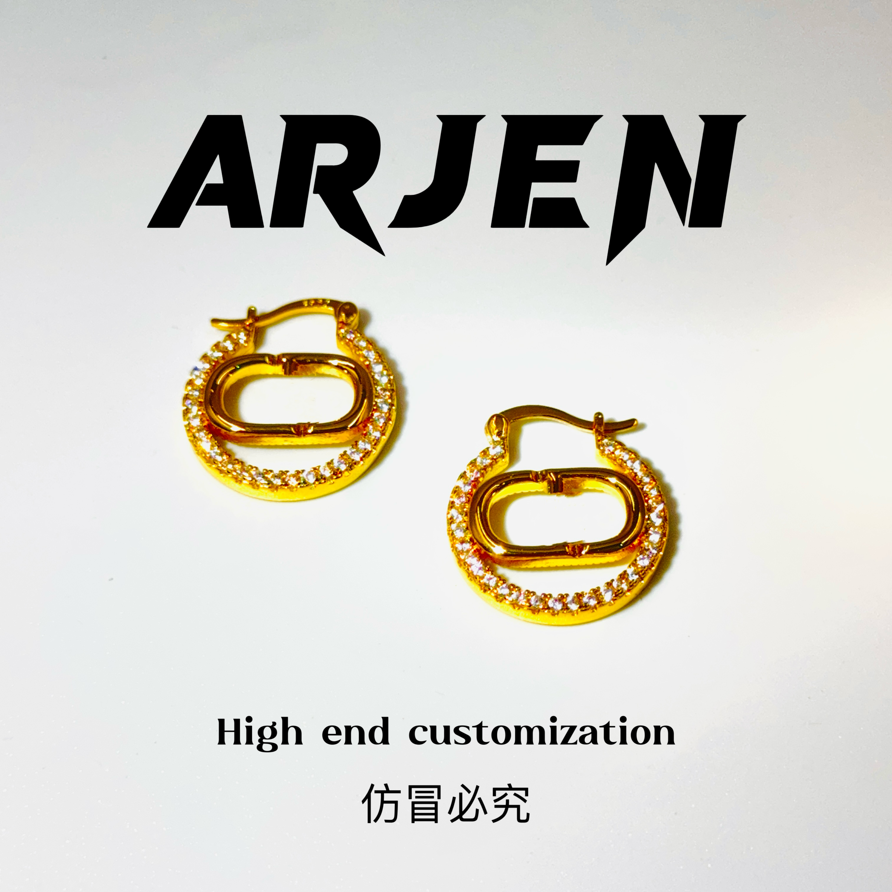 铜合金耳饰 【门店1798】镀K金CD镶钻耳钉轻奢时尚百搭复古小众E52