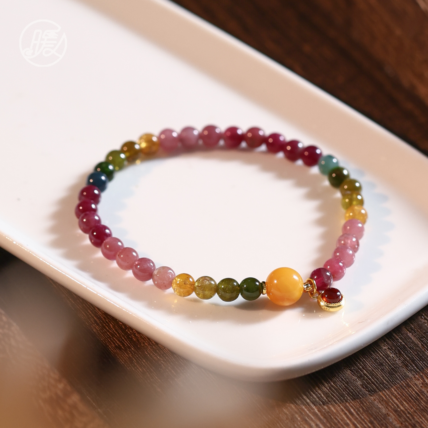 Nuanyan/暖言单圈碧玺手串5mm搭配圆形吊坠手链F3399多样性发一