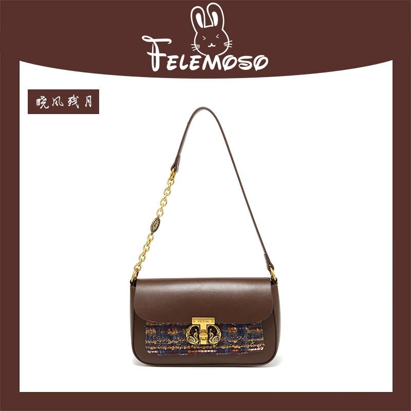 FELEMOSO春树暮云-施华洛绣线金标天鹅单肩包