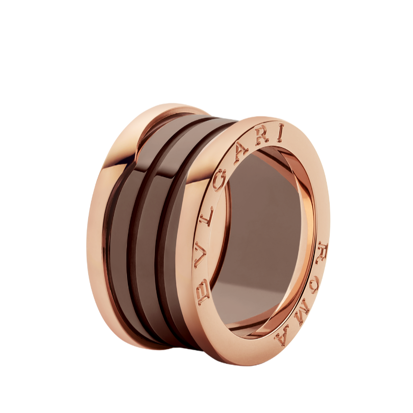 99新 BVLGARI/宝格丽 bzero1  古铜色陶瓷  四环  戒指/公价16300