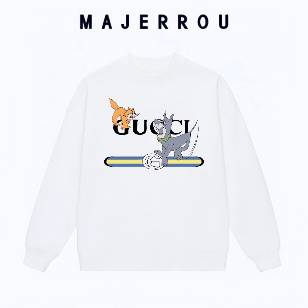 MAJERROU/玛基欧猫狗斗卫衣男欧美棉秋冬古家新款GU高端圆领长袖9