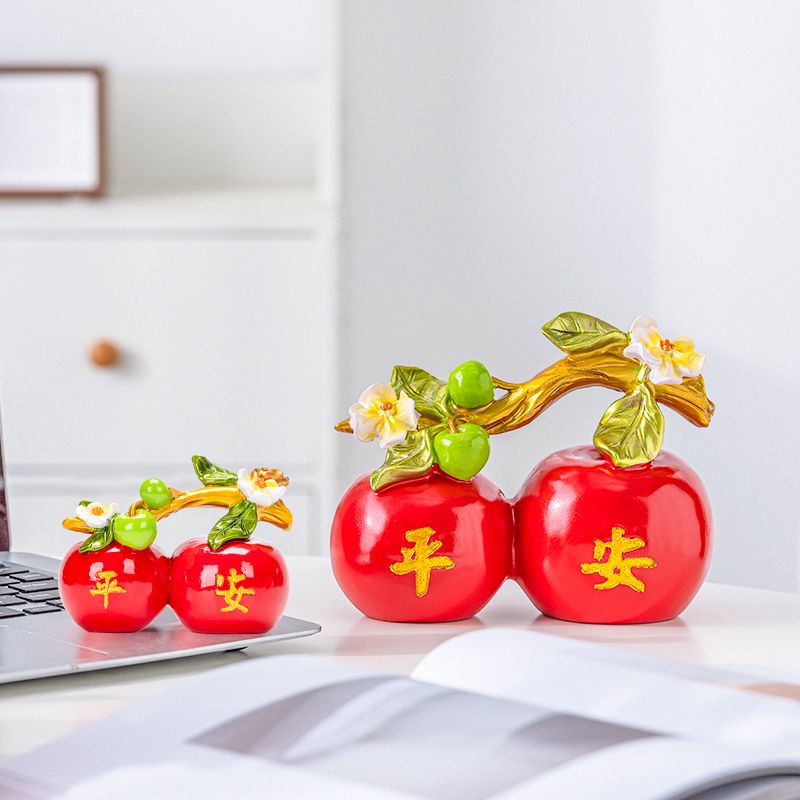 福禄平安苹果摆件中式招财客厅电视酒柜装饰品乔迁新居礼品YZF
