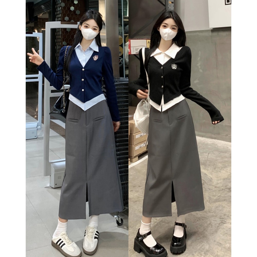2024年大码微胖学院风裙装秋季2023新款女装胖mm奶系穿搭秋天女
