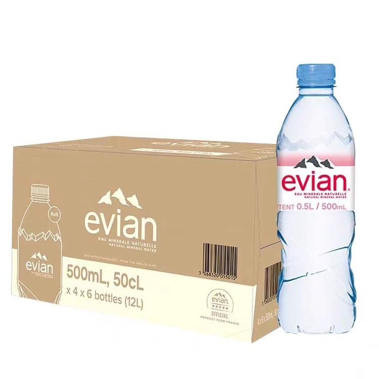 【仓库直发】法国进口evian依云天然矿泉水500ml整箱弱碱性家庭用水