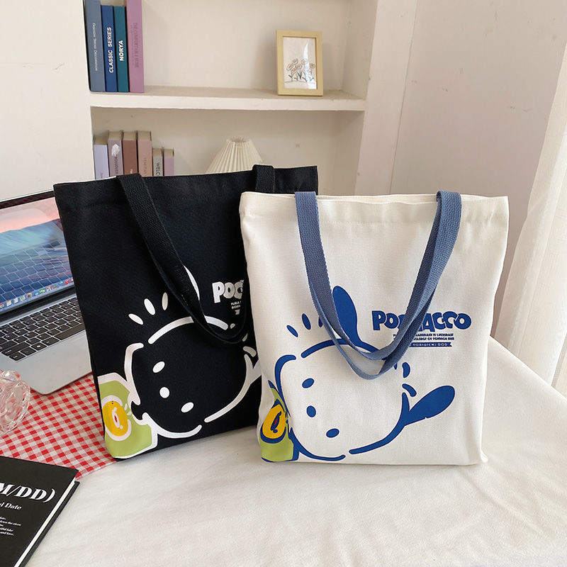 帆布包包女ins森系高颜值小众卡通单肩包外出大容量装书手提袋子