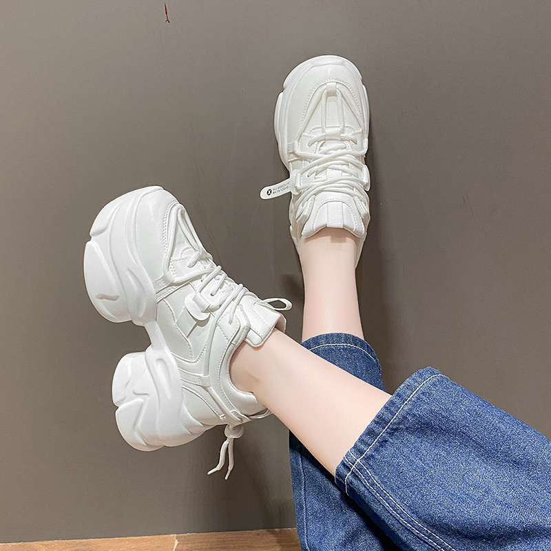 网红老爹鞋女2023新款春季松糕运动鞋今年流行的厚底鞋增高小白鞋