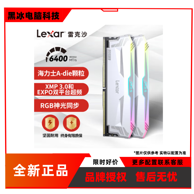 雷克沙DDR5 6400 32GB 16G*2套条 RGB灯Ares战神之刃 电脑内存条