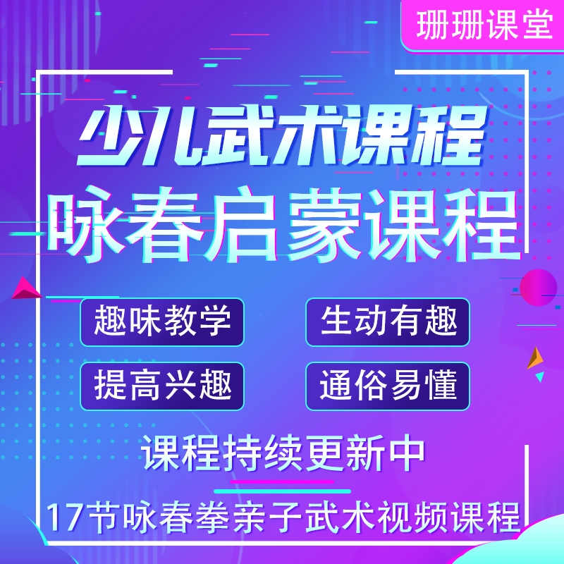 少儿武术精品课视频教程零基础自学咏春拳视频课程