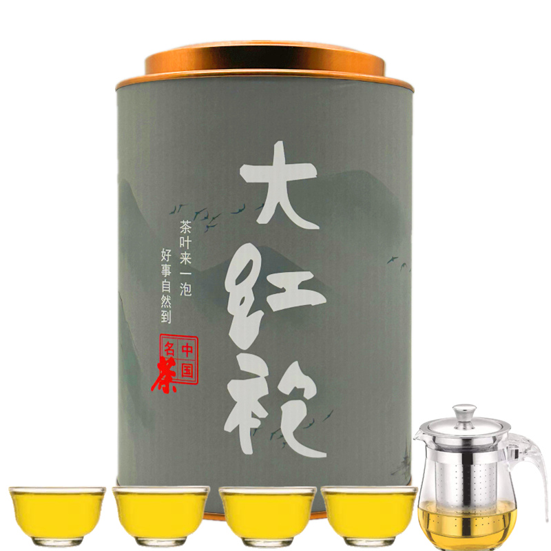 【送1壶4杯】大红袍茶叶浓香型罐装茶叶散茶300克*1罐
