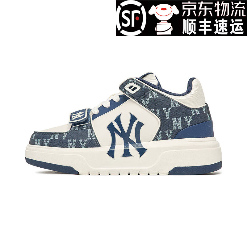 MLB经典复古老花女鞋NY高帮情侣休闲鞋板鞋运动鞋3ASXCDN3N-50NYD