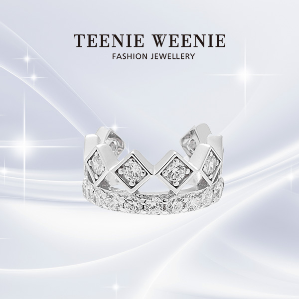 Teenie Weenie 925银合成锆石耳饰 满天星王冠耳骨夹百搭冷淡风