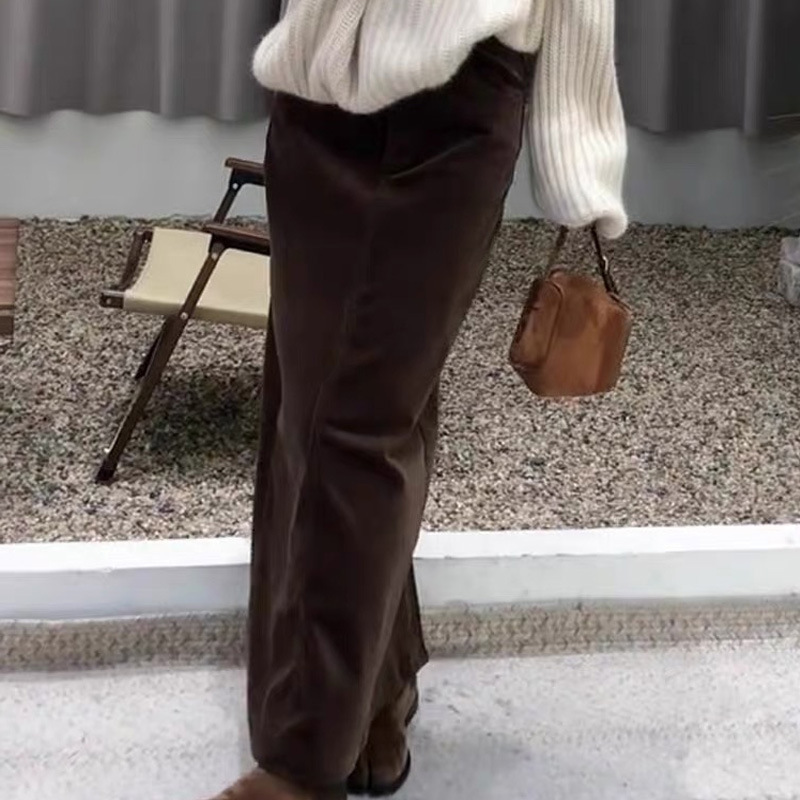 送腰带法式复古灯芯绒半身裙女秋冬季显瘦中长裙气质包臀裙子韩版