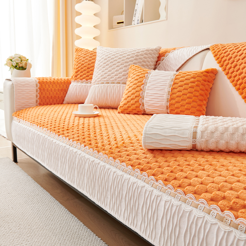 （月哚）秋冬金龟绒防滑沙发垫子简约百搭坐垫靠背巾轻奢沙发套罩