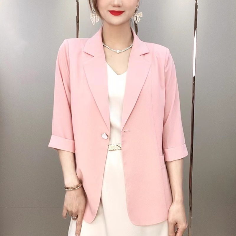 高级显瘦休闲西服2023春夏新款百搭时尚气质薄款七分袖西装外套女