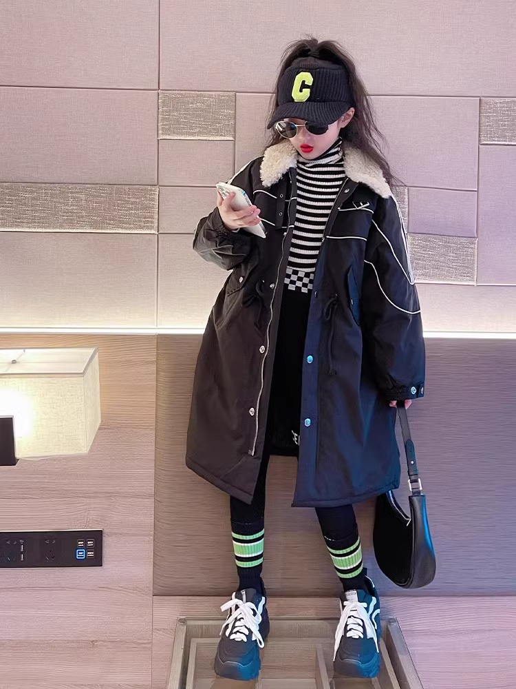 女童棉服冬季2023新款洋气女孩加厚外套棉衣中大童冬装棉袄中长款
