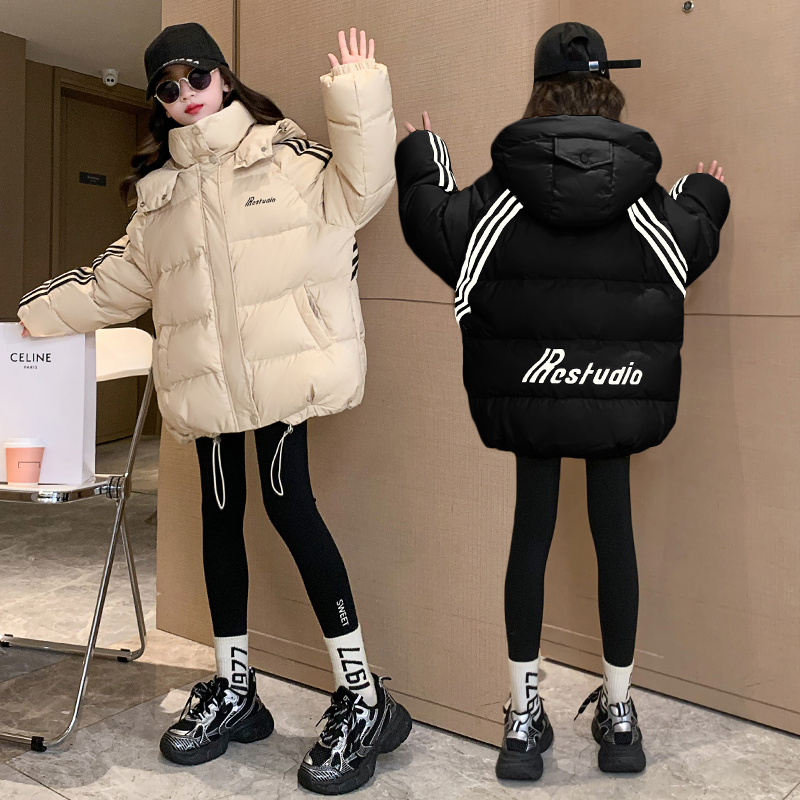 中大女童冬季棉衣2023新款女孩洋气儿童装棉衣冬装加厚免洗外套潮
