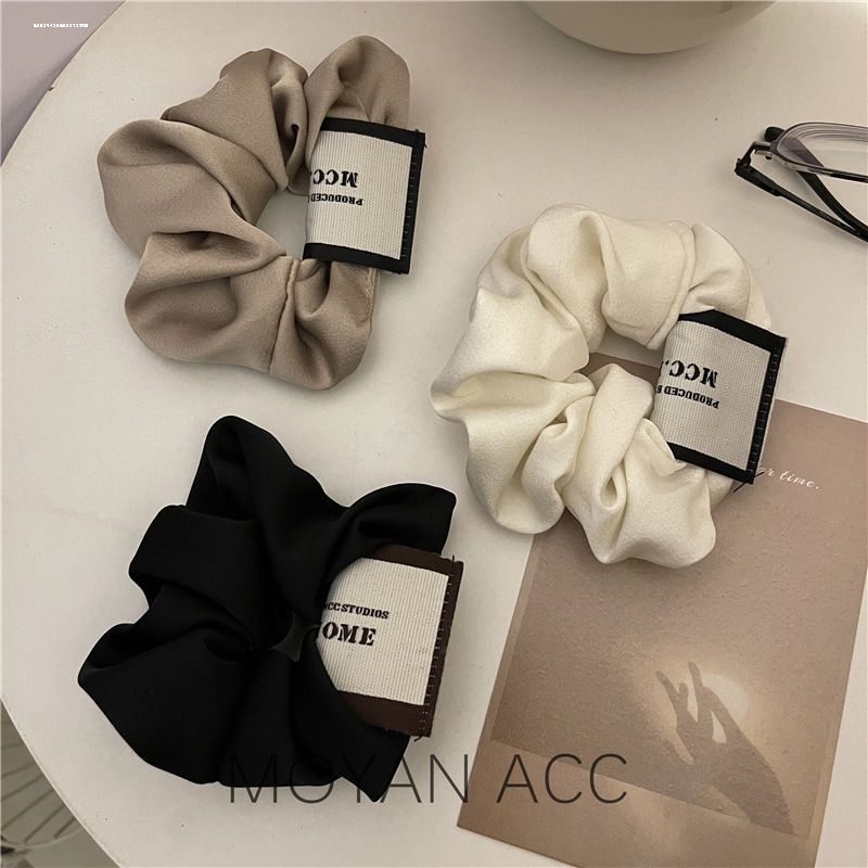 简约带标大肠发圈弹性好无痕显白高马尾少女甜妹质感2023时尚新款